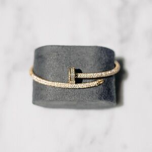 Gold & Diamond Nail Bangle Bracelet Cartier Inspired